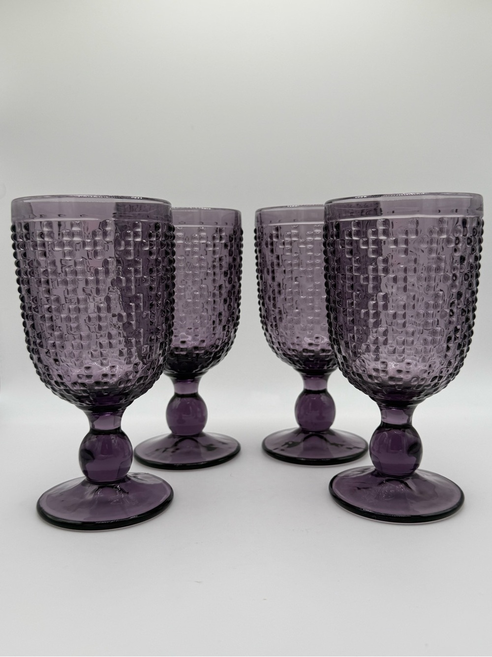 Godinger Amethyst Textured Goblet Glasses - Set of 4